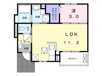 エステート龍田(1LDK/1階)の間取り写真