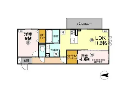 南区島町プロジェクト(2LDK/2階)の間取り写真