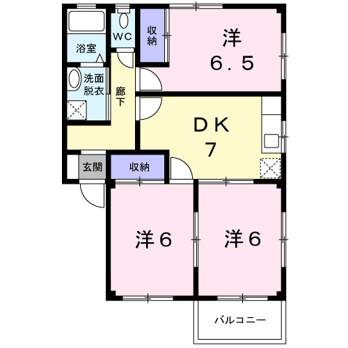 コーポ幸(3DK/2階)の間取り写真
