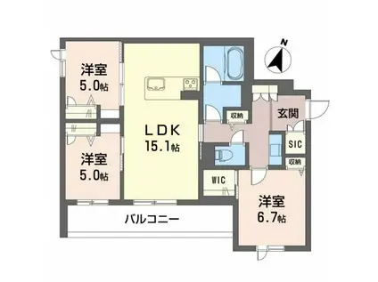 シャーメゾン菊陽(3LDK/3階)の間取り写真