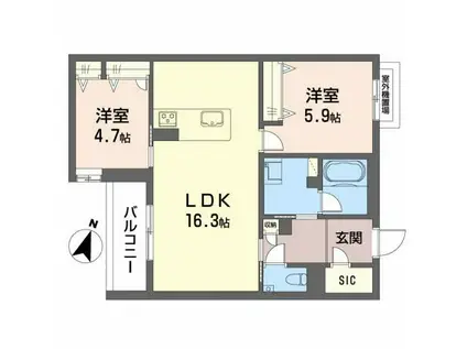 シャーメゾン菊陽(2LDK/3階)の間取り写真
