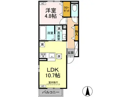 ラ・フェスタ(1LDK/1階)の間取り写真