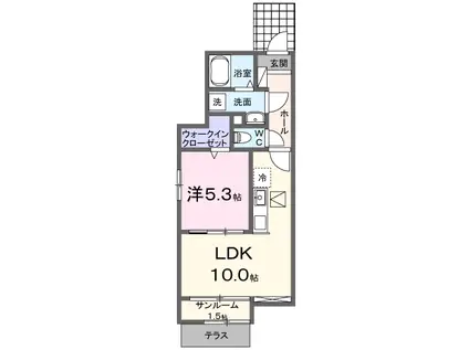 鹿児島本線 西熊本駅 徒歩23分 2階建 新築(1LDK/1階)の間取り写真