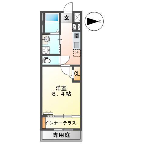 BLUEBELL 杉水(1K/1階)の間取り写真