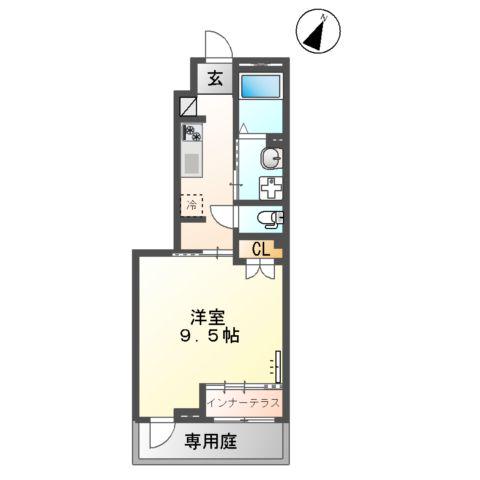 フロンティアエステートⅡ(1K/1階)の間取り写真