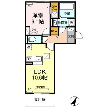Dプレイスみずき台(1LDK/1階)の間取り写真