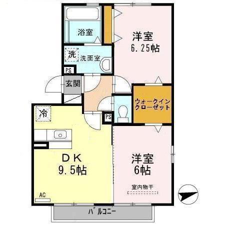 さくらそう 世安二号館(2DK/2階)の間取り写真