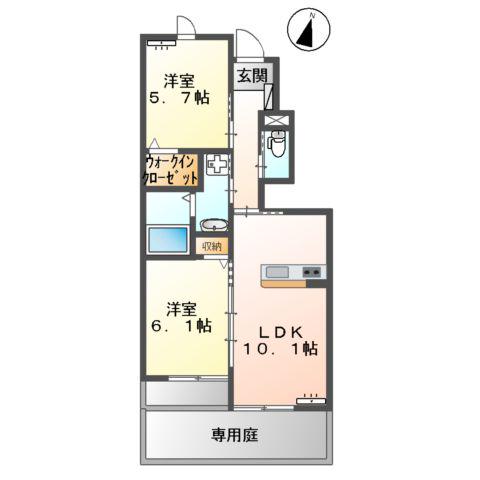 CANON(2LDK/1階)の間取り写真