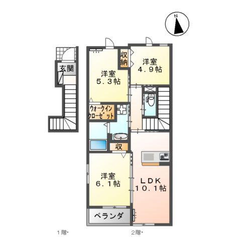 STEINFELDⅡ(3LDK/2階)の間取り写真