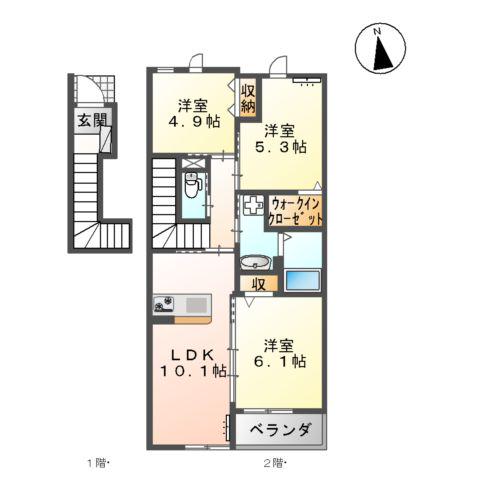 STEINFELDⅡ(3LDK/2階)の間取り写真
