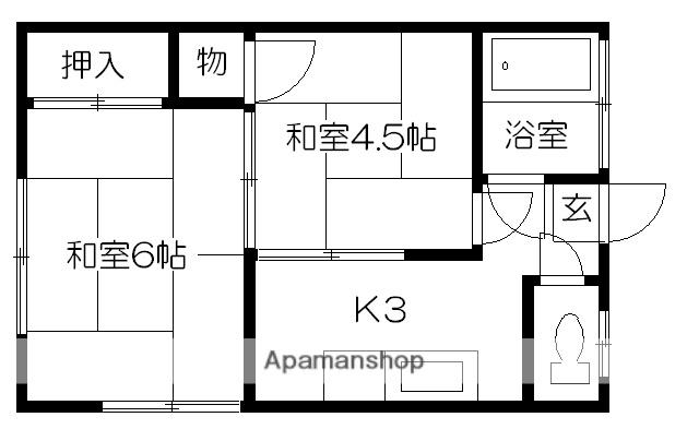 辰巳荘(2K/1階)の間取り写真