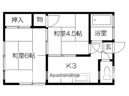 辰巳荘(2K/2階)の間取り写真