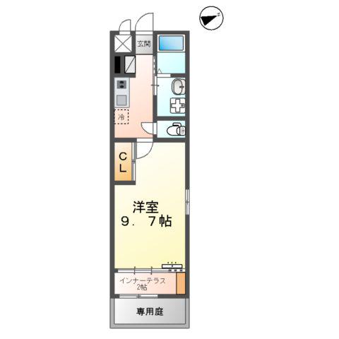 ルラシオン大津(1K/1階)の間取り写真