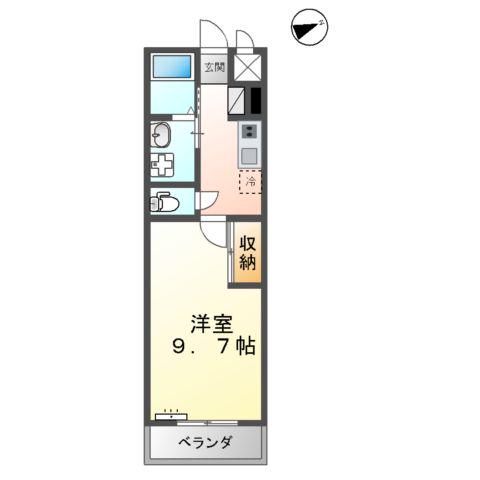 ルラシオン大津(1K/2階)の間取り写真