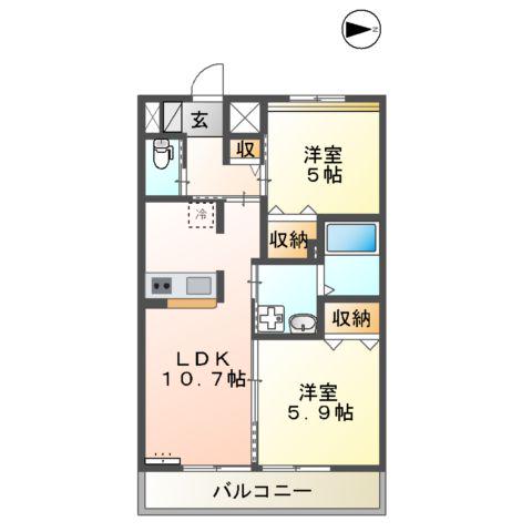 MAISON LUMIERE(2LDK/2階)の間取り写真