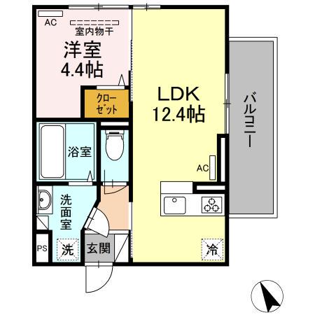 グレンディールIII(1LDK/2階)の間取り写真