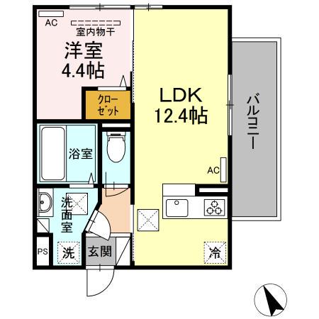 グレンディールIII(1LDK/1階)の間取り写真