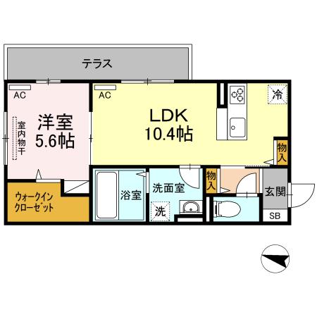グレンディールII(1LDK/2階)の間取り写真