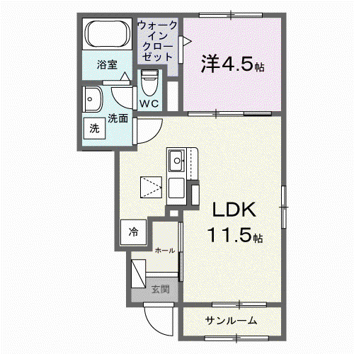 ロイヤルⅣ(1LDK/1階)の間取り写真