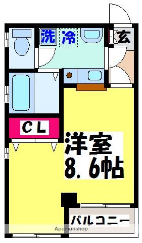 U-VILLAGE平成(1K/3階)の間取り写真