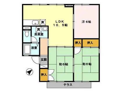 セジュールHAYASHI F棟(3LDK/2階)の間取り写真