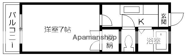 エレイネ黒髪(1K/1階)の間取り写真