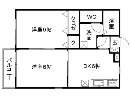 セジュール八幡(2DK/2階)の間取り写真