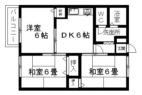 フローラルYM(3K/2階)の間取り写真