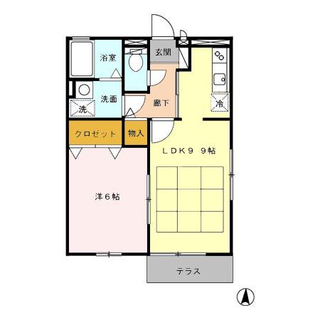 Dモナリエ(1LDK/2階)の間取り写真