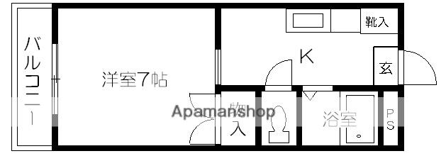 津田ハイツ(1K/3階)の間取り写真