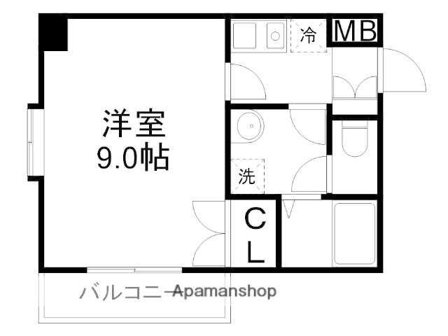 ミッドフィールドブロスビル1(1K/3階)の間取り写真