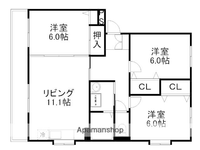 エンゼルシャトー(3LDK/1階)の間取り写真