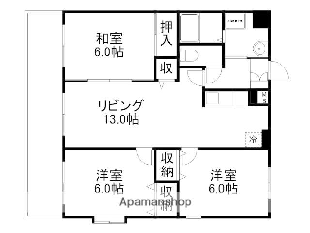 ウイング鶴羽田(3LDK/2階)の間取り写真