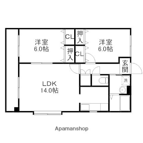 アベニュー山室(2LDK/3階)の間取り写真