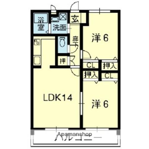 アベニュー山室(2LDK/4階)の間取り写真