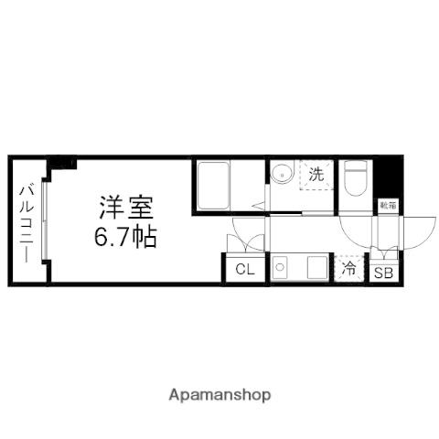 メイン21(1K/1階)の間取り写真