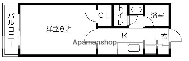ロイヤル九品寺(1K/3階)の間取り写真