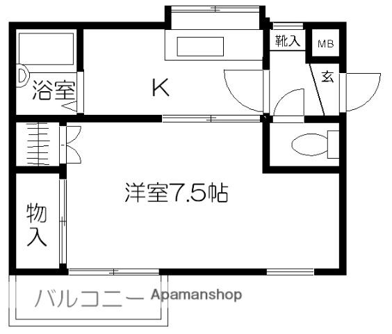 タキタハイツオーロラ(1K/4階)の間取り写真