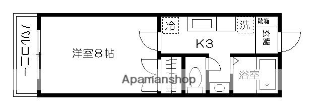 ウシジマハイツ渡鹿(1K/7階)の間取り写真
