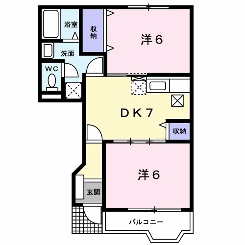 リバーサイド.K.笹原(2DK/1階)の間取り写真