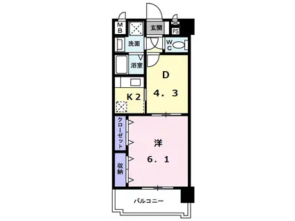 フランメゾン平成(1DK/3階)の間取り写真