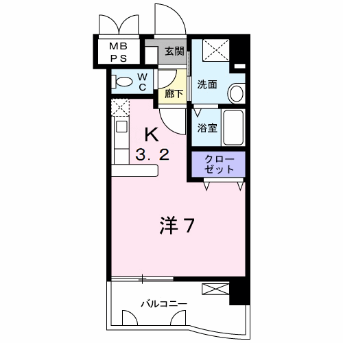 ブリランテピアッツァ(ワンルーム/1階)の間取り写真