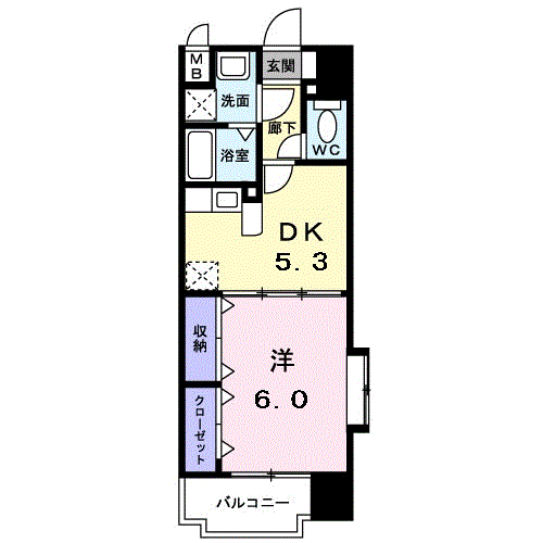 PLEASURES(1DK/3階)の間取り写真
