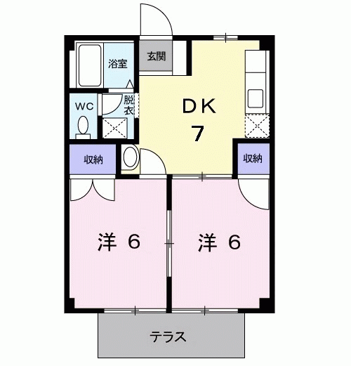 硯川ハイツ(2DK/1階)の間取り写真