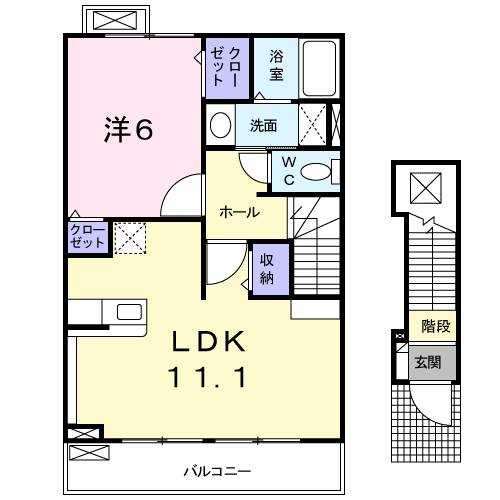 ライフグローブ(1LDK/2階)の間取り写真