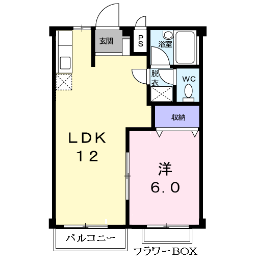 グランドハイツササハラ(1LDK/2階)の間取り写真