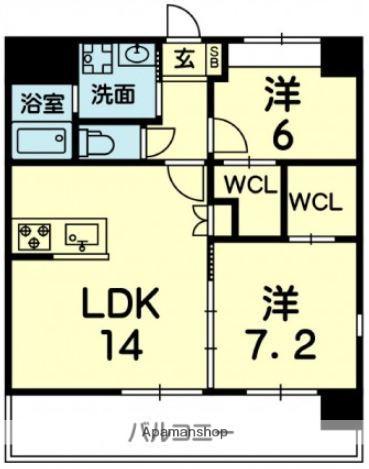 レユシール坪井(2LDK/11階)の間取り写真