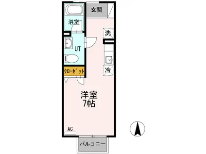 メロンハウス鶴羽田(ワンルーム/2階)の間取り写真