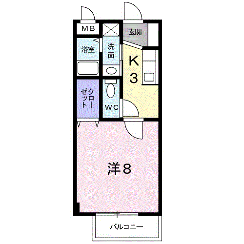 ドルチェ(1K/1階)の間取り写真