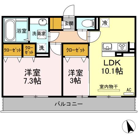 セキュレア須屋 A棟(2LDK/3階)の間取り写真